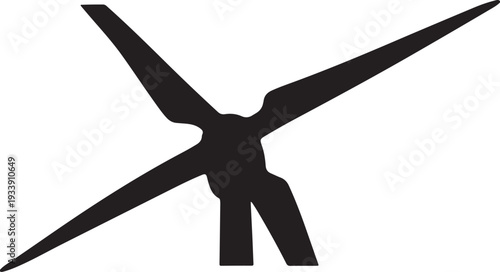 Black Silhouette of a Wind Turbine on White Background