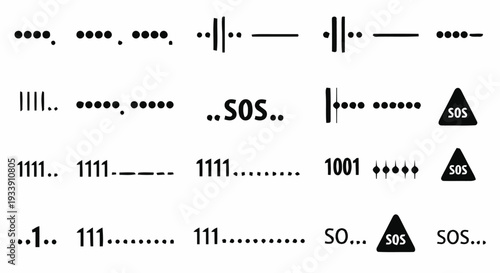 Morse Code SOS Distress Signal Symbols.