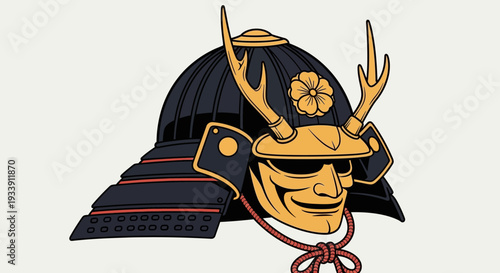 Samurai Helmet and Mask Illustration