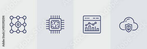Monoline AI data icons on white – Great for tech startups, neural network documentation, or app interfaces.