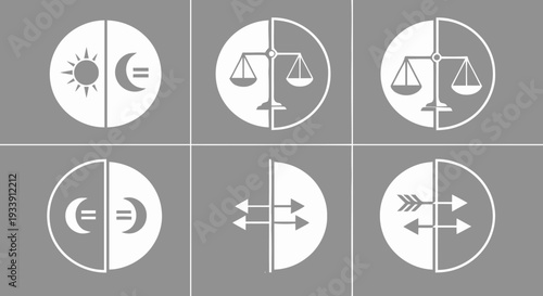 Zodiac Signs Symbols in Circular Icons.