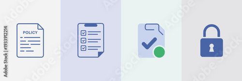 Professional AI governance and audit icon set – Suitable for cybersecurity blogs, risk management, or digital interfaces.