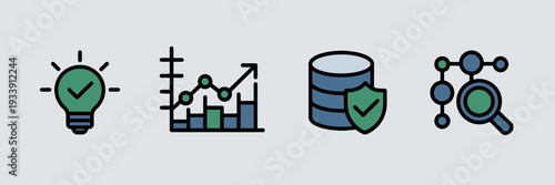 Data driven decision and analytics icons – Perfect for financial forecasting, growth hacking, or scientific study.