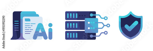 Modern AI document library icons – Suitable for server management, verification systems, and enterprise tech.