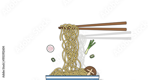 Chopsticks Lifting Delicious Ramen Noodles