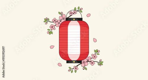 Japanese Lantern with Cherry Blossoms