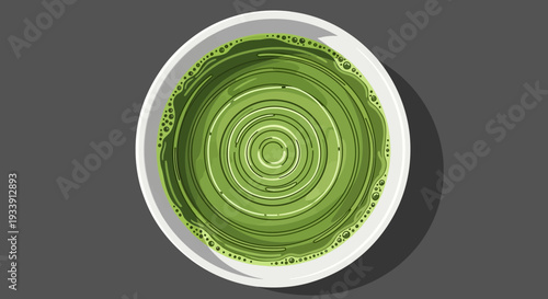 Top View of Whisked Matcha Green Tea in a Bowl