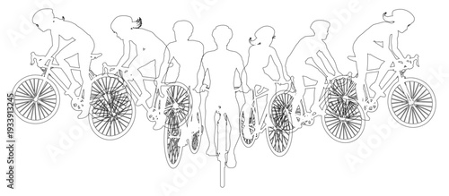 A sport active fitness sports healthy lifestyle silhouette cyclist people on bikes people silhouettes set