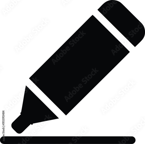 highlighter stick silhouette vector illustration on transparent background