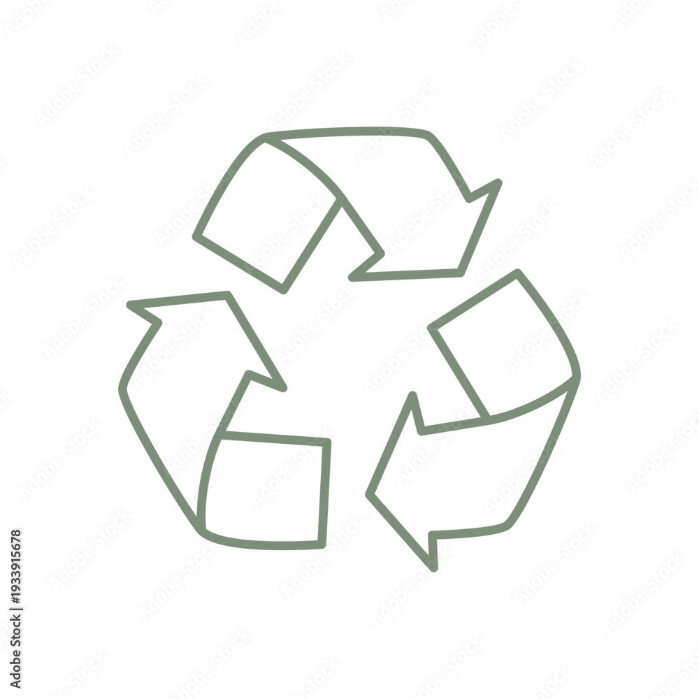 Obraz premium Minimalist Line Art Recycle Symbol for Eco-Friendly Design