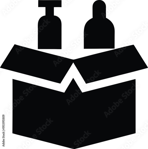 beauty subscription box silhouette vector illustration on transparent background