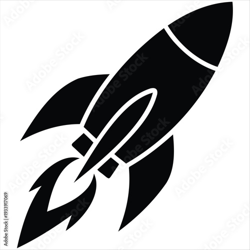 Rocket launch sign silhouette symbolizing business growth, innovation, startup success, entrepreneurship, innovative business ideas and new venture concept