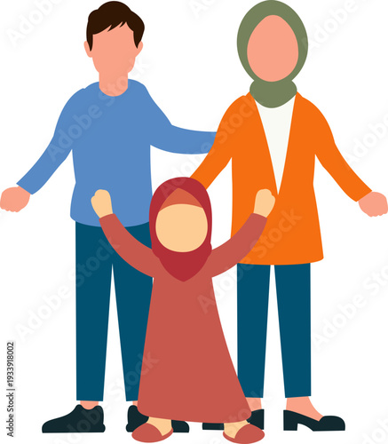Muslim Family Illustrtion