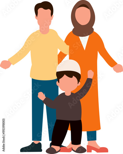 Muslim Family Illustrtion