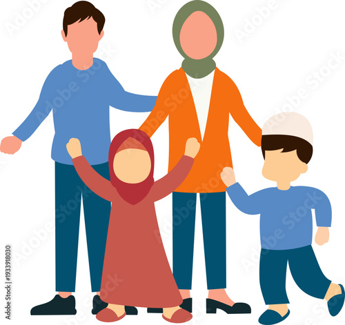 Muslim Family Illustrtion