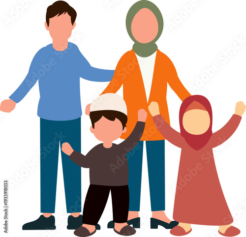 Muslim Family Illustrtion