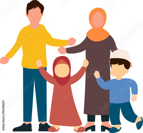 Muslim Family Illustrtion