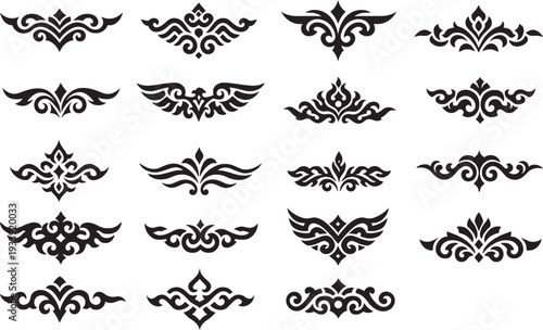 Elegant Symmetrical Ornamental Divider Vector Icon Set