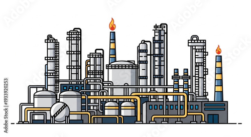 Industrial Factory Complex with Towers.