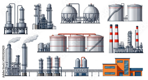Industrial Factory Equipment and Structures.