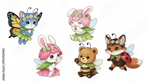 Cute Woodland Animals Dressed as Fairies and Insects
