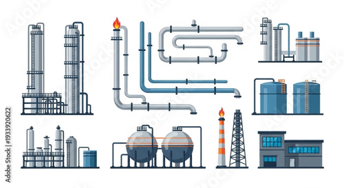 Industrial Factory Piping and Equipment.