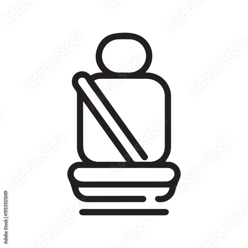 Safety Seat Belt Line Icon for Vehicle Passenger Protection and Road Security Awareness Concepts