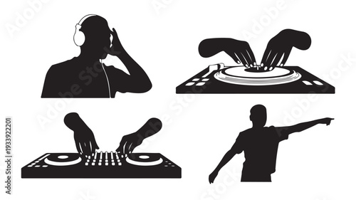 Dj Silhouette Vector Illustration For Music And Entertainment Concept