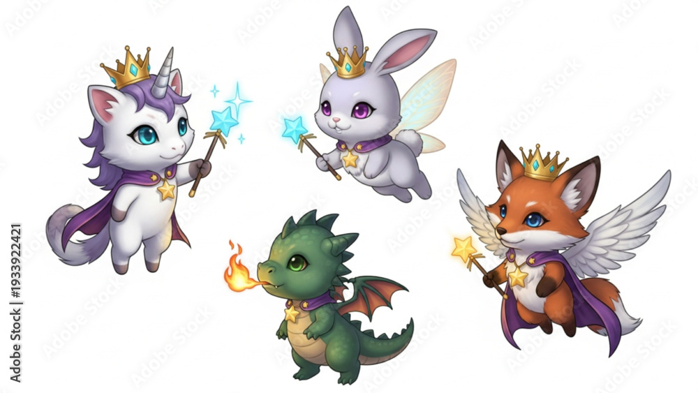 Fototapeta premium Adorable Royal Fantasy Creatures Collection