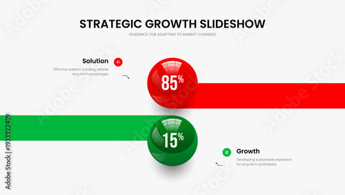Investor Development Slide Design Vector Illustration. Professional Growth 2 Step Chart Slideshow Layout. Simple Performance Two Option Diagram Presentation Template.