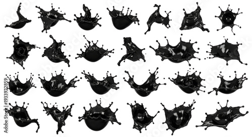 Dynamic Black Liquid Splashes for Dramatic Marketing, Web Design, and Abstract Backgrounds