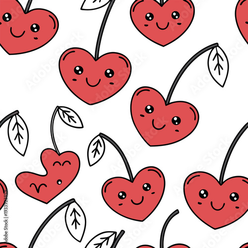A high resolution seamless pattern illustration with hearts
