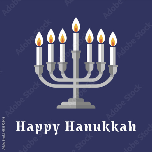 Happy Hanukkah Menorah Greeting Illustration