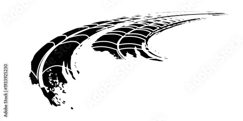 Tire treker background for rally, drift, motocross, offroad and other automotive and motorbike sports. Tire marks are black on a white background. vector