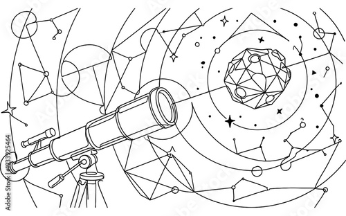 Astronomy Space Exploration Monoline Background