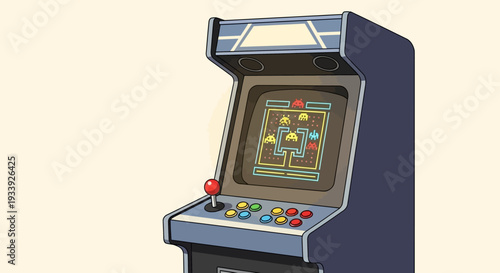 Retro Arcade Machine with Classic Video Game Screen