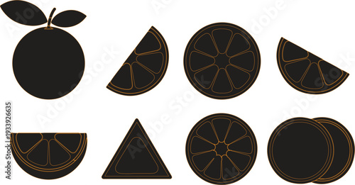 Fresh Orange Fruit Vector Set Isolated on White Background Detailed Citrus Illustration for Packaging and Branding