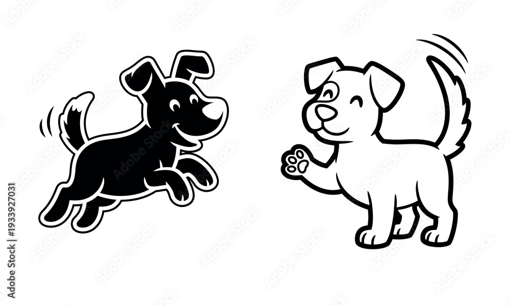 Obraz premium Free coloring page of two playful dogs running together fun activity for kids