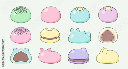Cute Japanese Mochi Desserts Collection, Kawaii Food Art