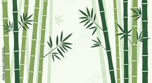 Green Bamboo Forest Background, Minimalist Style