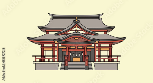 Pixel Art Japanese Shrine Building