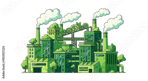 Industrial Factory Buildings with Pollution.