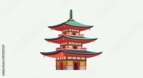 Pixel Art Japanese Pagoda Building