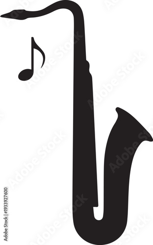 Tenor Saxophone Silhouettes Elegant Jazz Music Vector Icon