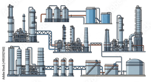 Industrial Factory Complex Illustration.