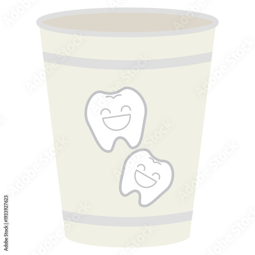 歯のキャラクターが描かれた歯科用紙コップイラスト