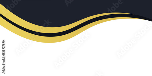 Modern abstract banner with gold accent lines over deep black waves, ideal for business presentations and invitations