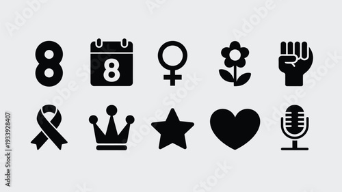 Minimalist black of numbers, symbols, and white eight