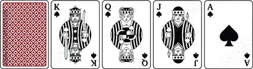 Modern spade playing cards set vector illustration.