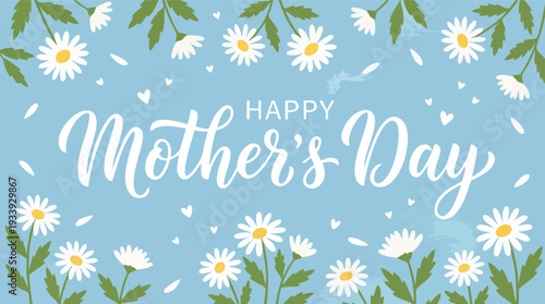 Happy Mothers Day Floral Greeting Card Design.